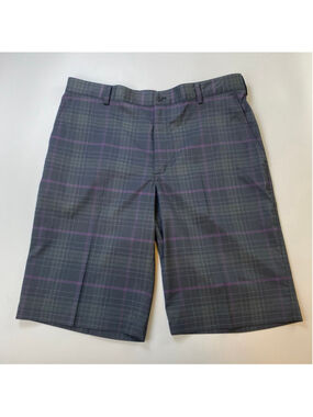 Nike Golf Shorts Mens 36 Plaid Black Purple Chino Neo Preppy Athleisure Mint